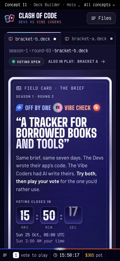 Deck Builder on a phone